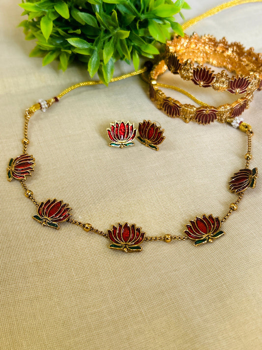 Lotus chain and Bangle combo